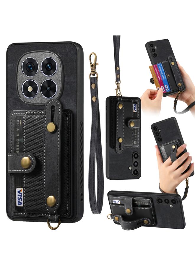 The Bros Case For Xiaomi Redmi Note 14 Pro+ 5G Retro Cross Wristband Wallet Leather Back Phone Case