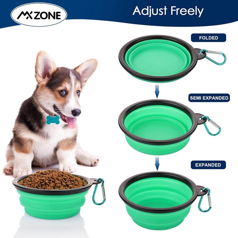 MXZONE Collapsible Dog Bowls, 3 Pack Collapsable Doggy Water Bowl for Cats Dogs, Portable Travel Dog Feeding Watering Dish for Pet Camping Walking with 2 Carabiners - Image 3