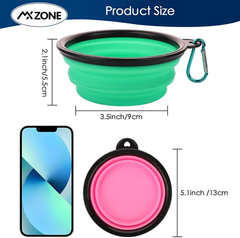 MXZONE Collapsible Dog Bowls, 3 Pack Collapsable Doggy Water Bowl for Cats Dogs, Portable Travel Dog Feeding Watering Dish for Pet Camping Walking with 2 Carabiners - Image 2
