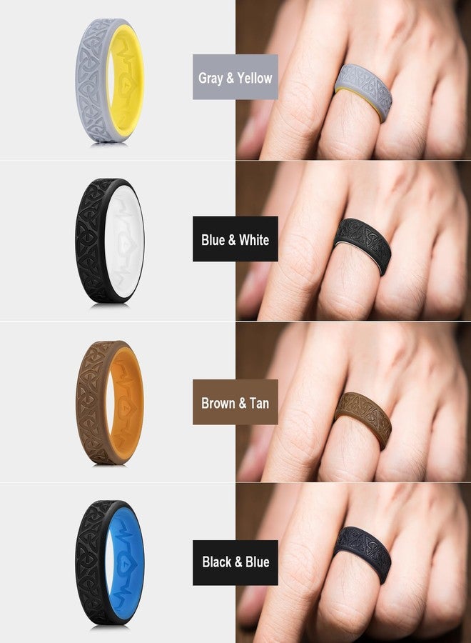 King Will Silicone Wedding Rings For Men, 4 Pack Rubber Wedding Bands with Celtic Knot Pattern, 8mm Wide 2.2mm Thick, Comfort Fit Size 12 - Image 5