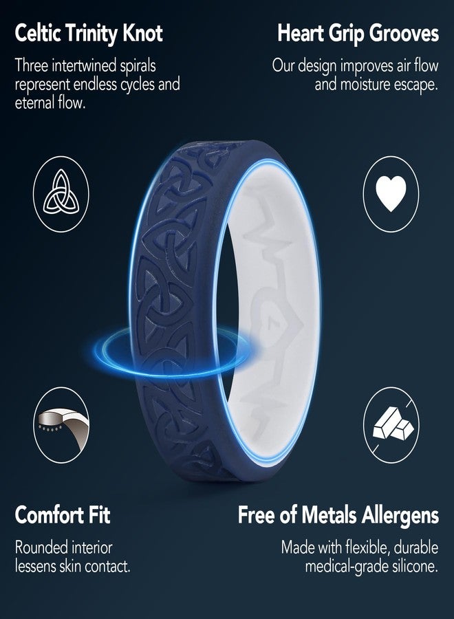 King Will Silicone Wedding Rings For Men, 4 Pack Rubber Wedding Bands with Celtic Knot Pattern, 8mm Wide 2.2mm Thick, Comfort Fit Size 12 - Image 4