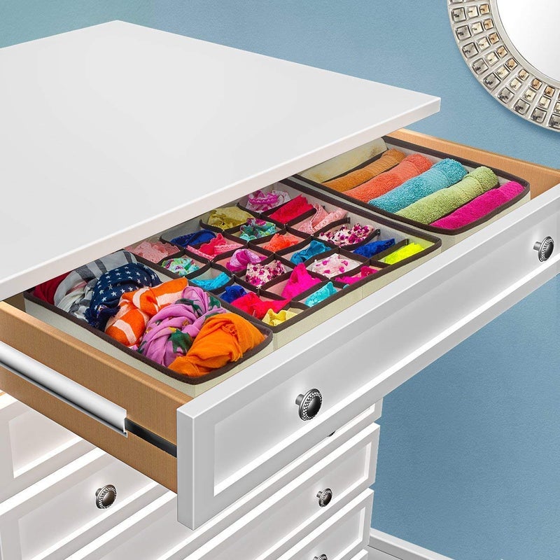 Styleys Set Of 4(Beige)Foldable Non-Woven Drawer Dividers,Clothing Storage Boxes,Innerwear Storage Box,Closet Organizers,Under Bed Organizer,S1014 - Image 1