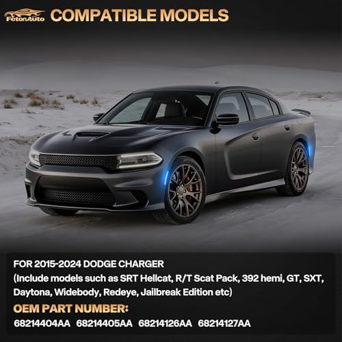 FetonAuto Blue LED Side Marker Lights for Dodge Charger 2015 2016 2017 2018 2019 2020 2021 2022 2023 2024 Front Rear Bumper Turn Signal Lamps, 4PCS Smoked Lens - Image 5
