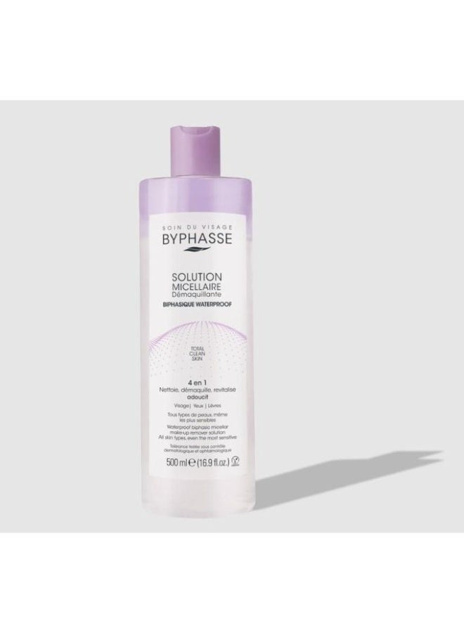 SOLUTION MICELLAIRE DEMAQUILLANTE 4 EN 1 BIPHASIQUE WATERPROOF 500ML