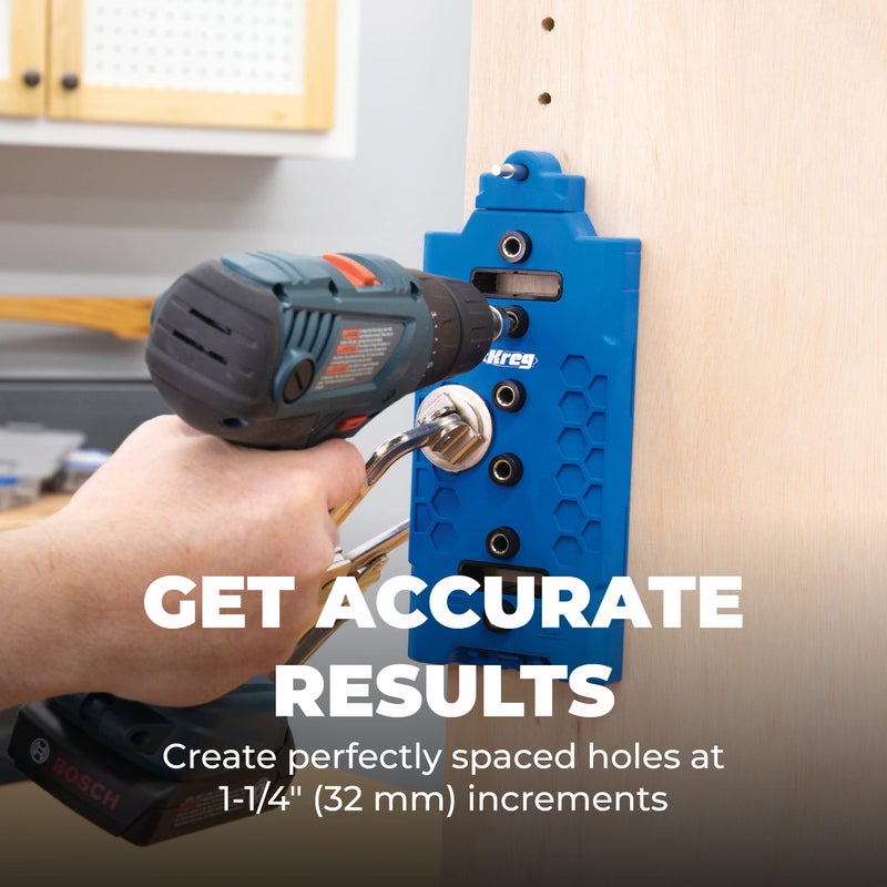 KREG KMA3232 Shelf-Pin Jig 5 mm - Drilling Guide for Shelves - Shelf Pin Drilling Jig - Steel-Enforced Drill Guide - Woodworking Tools & Accessories - Image 3