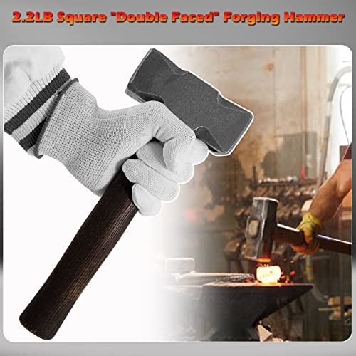 Bonbo 2.2LB Forging Square Hammer with Double Faces Perfect for Farrier Bladesmithing Blacksmith Anvil Knife - Image 2