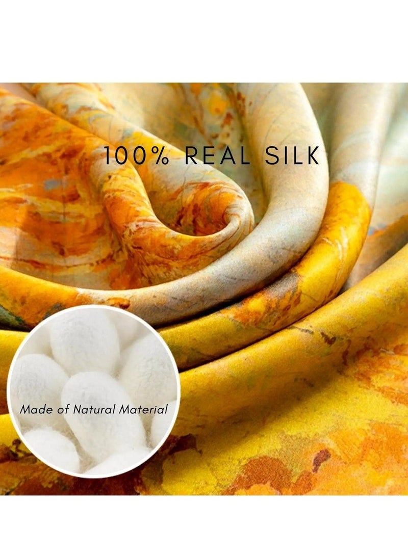 SYOSI وشاح رقبة من حرير التوت بنسبة 100%، مقاس 21 بوصة × 21 بوصة، وشاح مربع صغير للنساء، وشاح حريري، وشاح حريري مربع للنساء، وشاح بمقبض حقيبة - Image 2