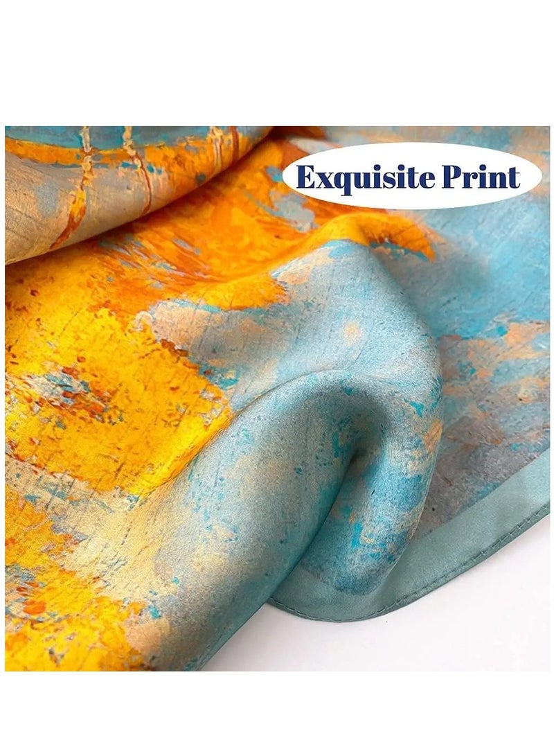 SYOSI وشاح رقبة من حرير التوت بنسبة 100%، مقاس 21 بوصة × 21 بوصة، وشاح مربع صغير للنساء، وشاح حريري، وشاح حريري مربع للنساء، وشاح بمقبض حقيبة - Image 3