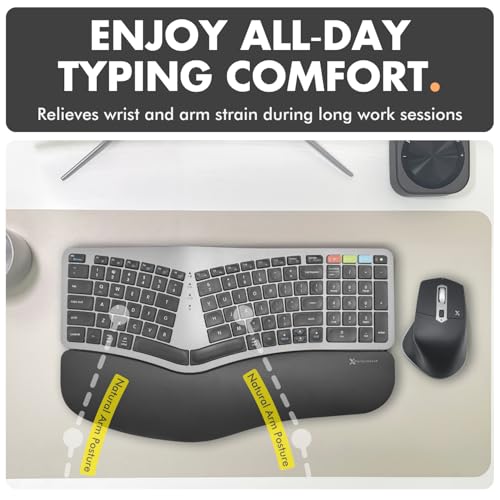 X9 Performance X9 Ergonomic Keyboard and Mouse Wireless Combo - Ergo Split Keyboard with Wrist Rest and Mouse, 2.4G and Bluetooth, Full-Size Wireless Carpal Tunnel Ergonomic Keyboard and Mouse for Laptop and PC - Image 4