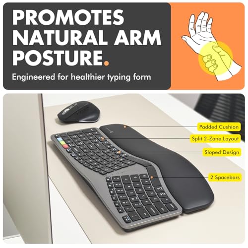 X9 Performance X9 Ergonomic Keyboard and Mouse Wireless Combo - Ergo Split Keyboard with Wrist Rest and Mouse, 2.4G and Bluetooth, Full-Size Wireless Carpal Tunnel Ergonomic Keyboard and Mouse for Laptop and PC - Image 2
