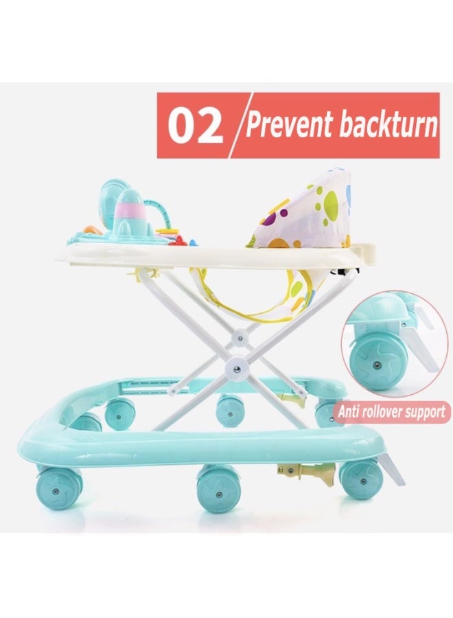TAPIT Baby Walkers for Boys Girls with 8 Wheels Foldable Walker Music Box Awning Foldable Toddler Walker Help Baby Walk Anti Rollover for baby aged 6-18 months - Image 3