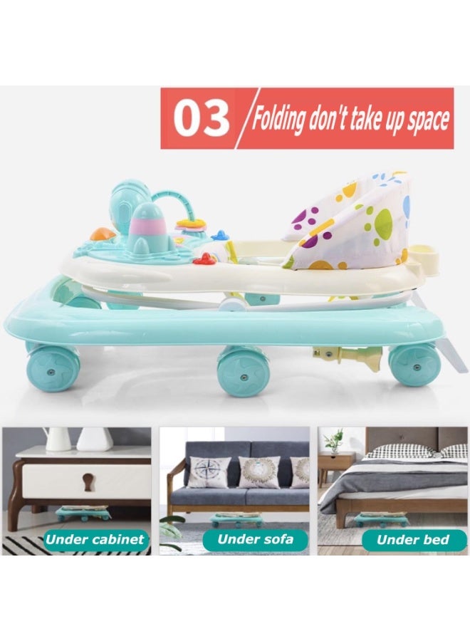 TAPIT Baby Walkers for Boys Girls with 8 Wheels Foldable Walker Music Box Awning Foldable Toddler Walker Help Baby Walk Anti Rollover for baby aged 6-18 months - Image 4