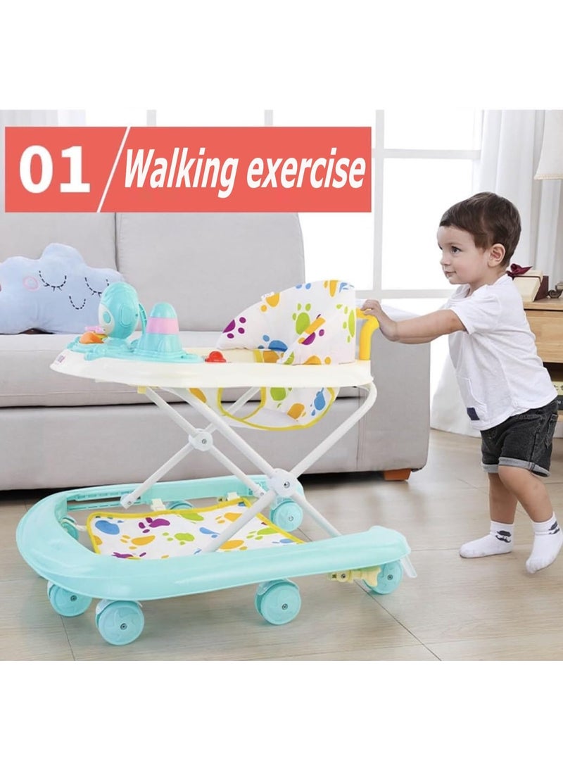 TAPIT Baby Walkers for Boys Girls with 8 Wheels Foldable Walker Music Box Awning Foldable Toddler Walker Help Baby Walk Anti Rollover for baby aged 6-18 months - Image 2