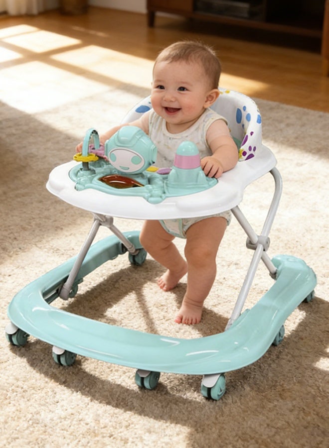 TAPIT Baby Walkers for Boys Girls with 8 Wheels Foldable Walker Music Box Awning Foldable Toddler Walker Help Baby Walk Anti Rollover for baby aged 6-18 months - Image 1