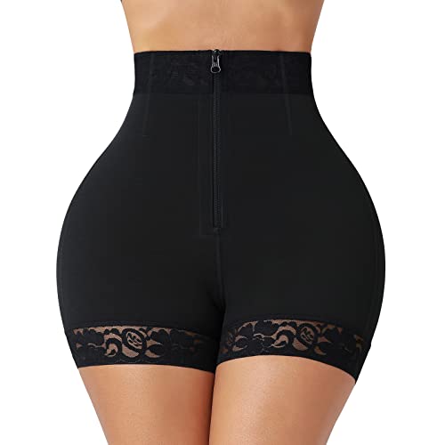 FeelinGirl Body Shaper Shorts Mid-Rise Butt Lifter Shapewear Tummy Control Waist Trainer for Women Black L - Image 1
