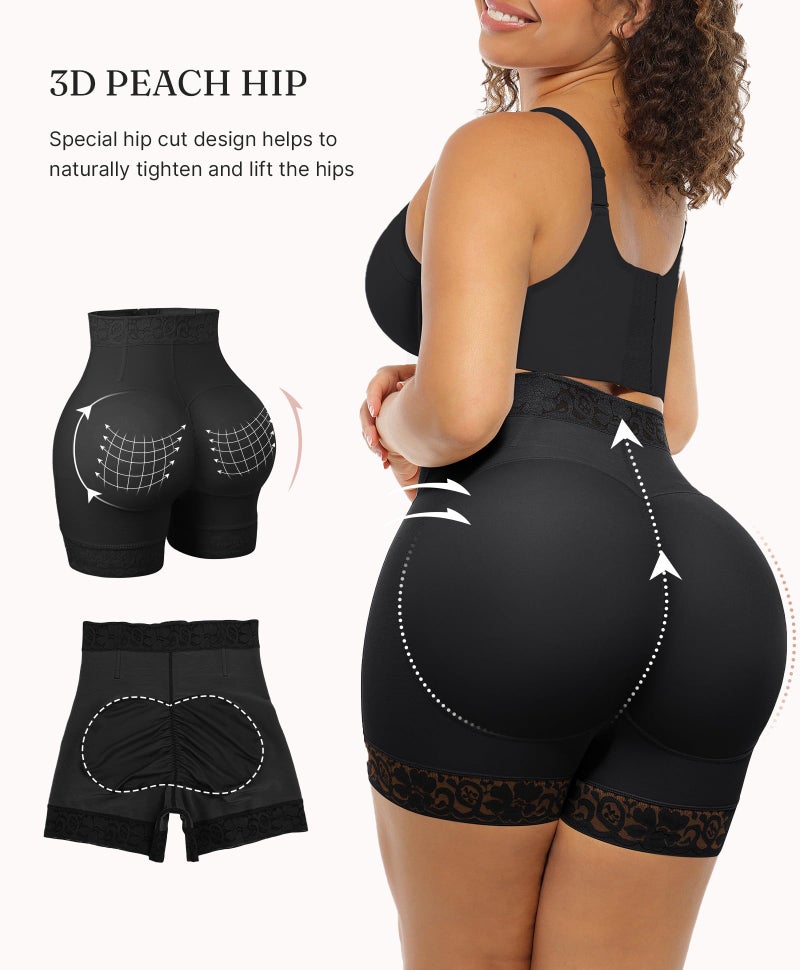 FeelinGirl Body Shaper Shorts Mid-Rise Butt Lifter Shapewear Tummy Control Waist Trainer for Women Black L - Image 2