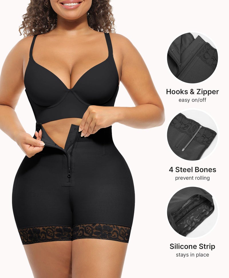 FeelinGirl Body Shaper Shorts Mid-Rise Butt Lifter Shapewear Tummy Control Waist Trainer for Women Black L - Image 5