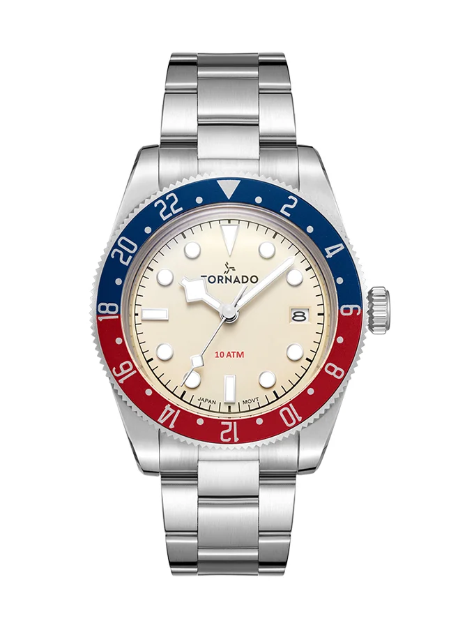 تورنيدو Men's Analog Display Watch With Silver Stainless Steel Strap - T24006-B