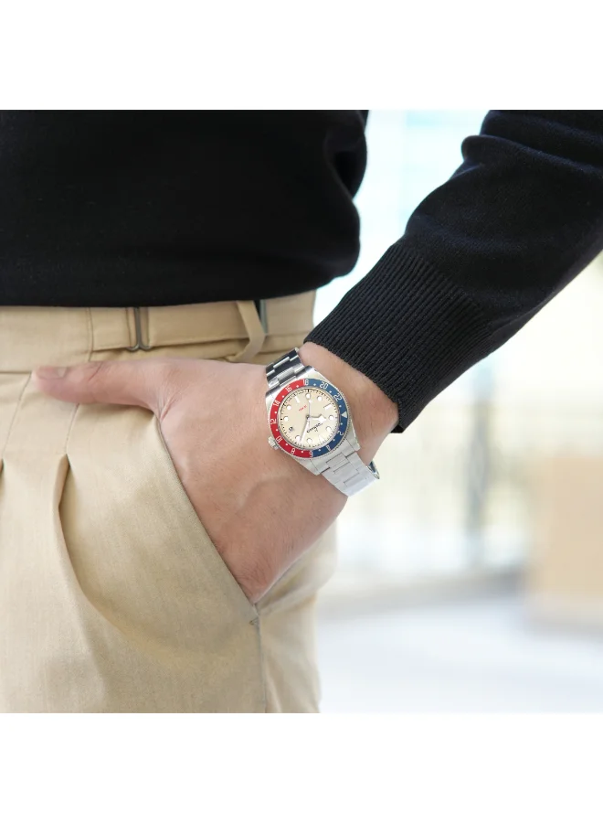 TORNADO Men's Analog Display Watch With Silver Stainless Steel Strap - T24006-B