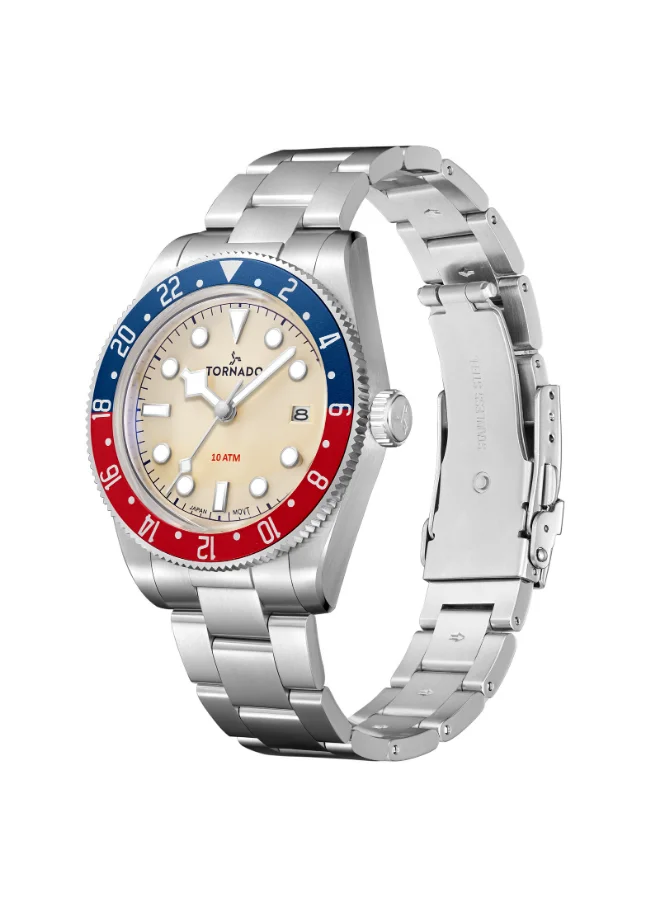 تورنيدو Men's Analog Display Watch With Silver Stainless Steel Strap - T24006-B