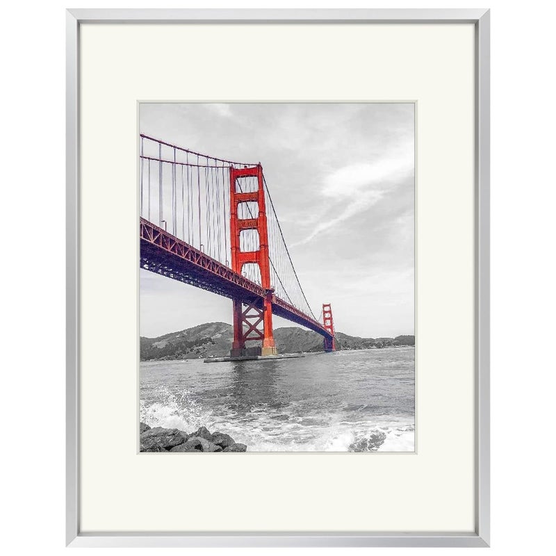Frametory 11x14 Metal Picture Frame with Mat for 8x10 Picture  Real Glass Aluminum Photo Frame Collection Silver 1 Pack