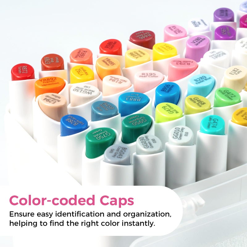 Ohuhu Alcohol Markers: Mini Brush & Slim Broad 60 Illustration Colors Dual Tip Brush Tip Alcohol-based Art Marker for Artists Adults Coloring Illustration- Refillable - Kaala B Series of Ohuhu Markers - Image 5