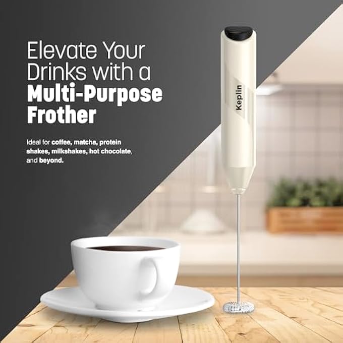 KEPLIN Handheld Milk Frother  Stainless Steel Electric Whisk  Portable Battery Operated Coffee Stirrer For Lattes Matcha Protein Shakes  Ergonomic Compact Easy To Clean  Use Cream - Image 3