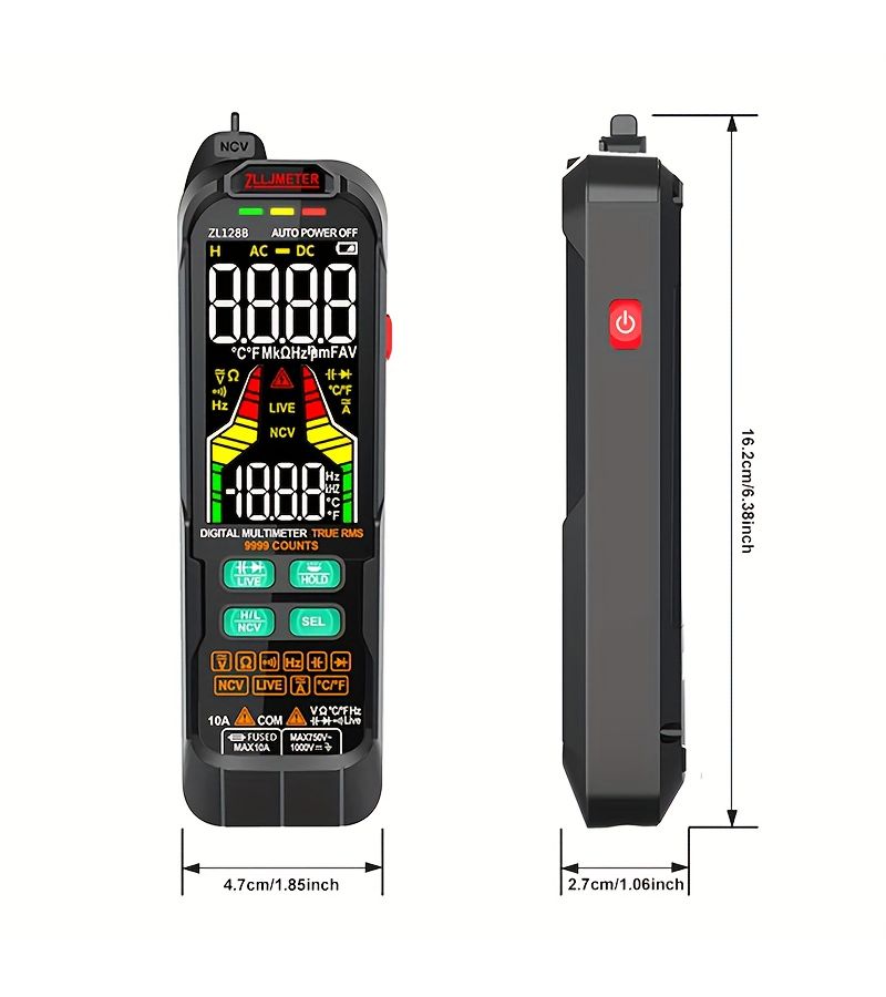 Digital Multimeter Zl126B USB Charging Smart Ac Dc Current Voltage Capacitance Temp Auto Range Tester Pen - Image 2