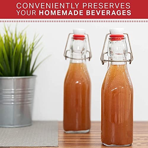 Mockery 250ML Clear Swing Top Glass Beer Bottles for Home Brewing Carbonated Drinks, Kefir, Soda, Juice, Fermentation, 12 Pack Glass Bottle with Airtight Rubber Seal Flip Caps ( Lid Color May Vary) - Image 5