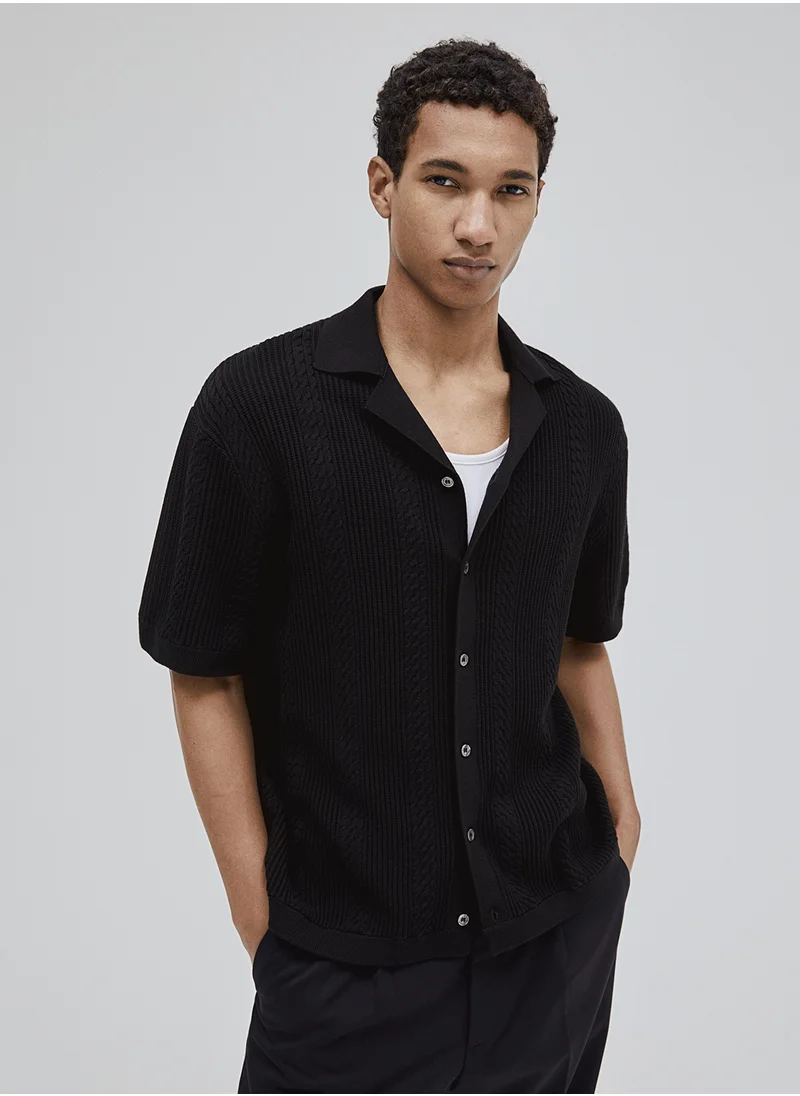 اتش اند ام Regular Fit Textured-Knit Resort Shirt