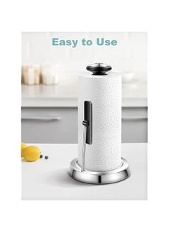 TRASSLE Paper Towel Holder, Stainless Steel Standing Paper Towel Organizer Roll Dispenser for Kitchen Countertop Home Dining Table Roll Dispenser with Weighted Base  - Image 2