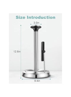 TRASSLE Paper Towel Holder, Stainless Steel Standing Paper Towel Organizer Roll Dispenser for Kitchen Countertop Home Dining Table Roll Dispenser with Weighted Base  - Image 3