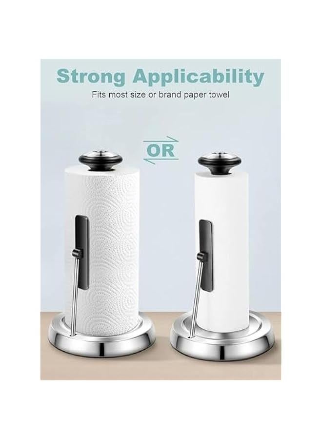 TRASSLE Paper Towel Holder, Stainless Steel Standing Paper Towel Organizer Roll Dispenser for Kitchen Countertop Home Dining Table Roll Dispenser with Weighted Base - Image 5