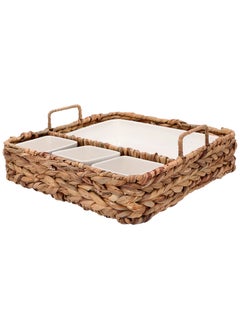 La Mesa Porcelain Dishes Set with Rattan Basket  - Image 2