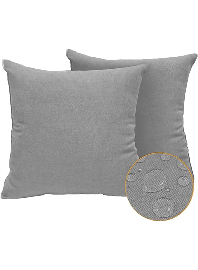Zaboon In House | 2 Pieces Velvet Decorative Cushion Set Solid Design - 60x60 cm - Gray - Image 1