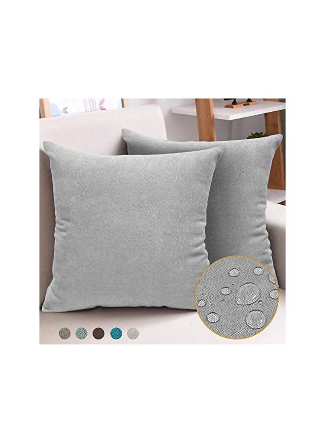 Zaboon In House | 2 Pieces Velvet Decorative Cushion Set Solid Design - 60x60 cm - Gray - Image 2