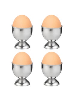 CMGTYYD Silver Stainless Steel Egg Cups Set of 4, Breakfast Tray Egg Cup Holder, Stainless Steel Egg Holder Kitchen Gadgets for Boiled Eggs, Silver Ice Cream Dessert Containers, Tabletop Decorations for Holiday Wedding Parties  - Image 1