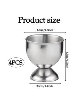 CMGTYYD Silver Stainless Steel Egg Cups Set of 4, Breakfast Tray Egg Cup Holder, Stainless Steel Egg Holder Kitchen Gadgets for Boiled Eggs, Silver Ice Cream Dessert Containers, Tabletop Decorations for Holiday Wedding Parties  - Image 2