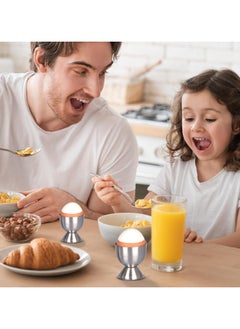CMGTYYD Silver Stainless Steel Egg Cups Set of 4, Breakfast Tray Egg Cup Holder, Stainless Steel Egg Holder Kitchen Gadgets for Boiled Eggs, Silver Ice Cream Dessert Containers, Tabletop Decorations for Holiday Wedding Parties  - Image 3