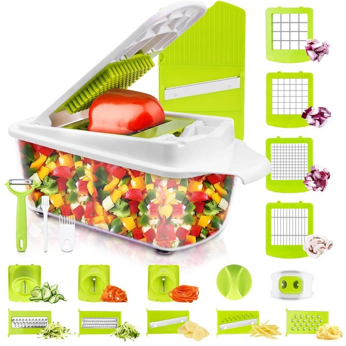 VEGETABLE CUTTER FRUIT CUTTER 23 PIECES VEGETABLE CHOPPERS MANDOLIN SLICER ONION CHOPPER FOOD CHOPPER VEG CHOPPER DICER JULIENNE SPIRAL GRATER PEELER