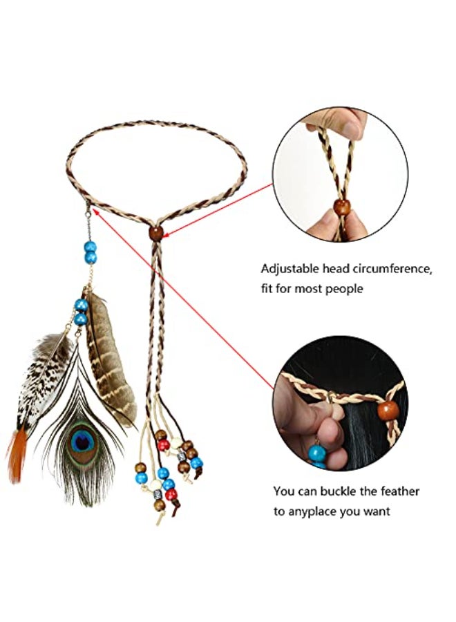 obmwang Boho Feather Headbands Indian Feather Headband Peacoak Headpieces Festival Costumes Hair Accessories for Women and Girls - Image 4