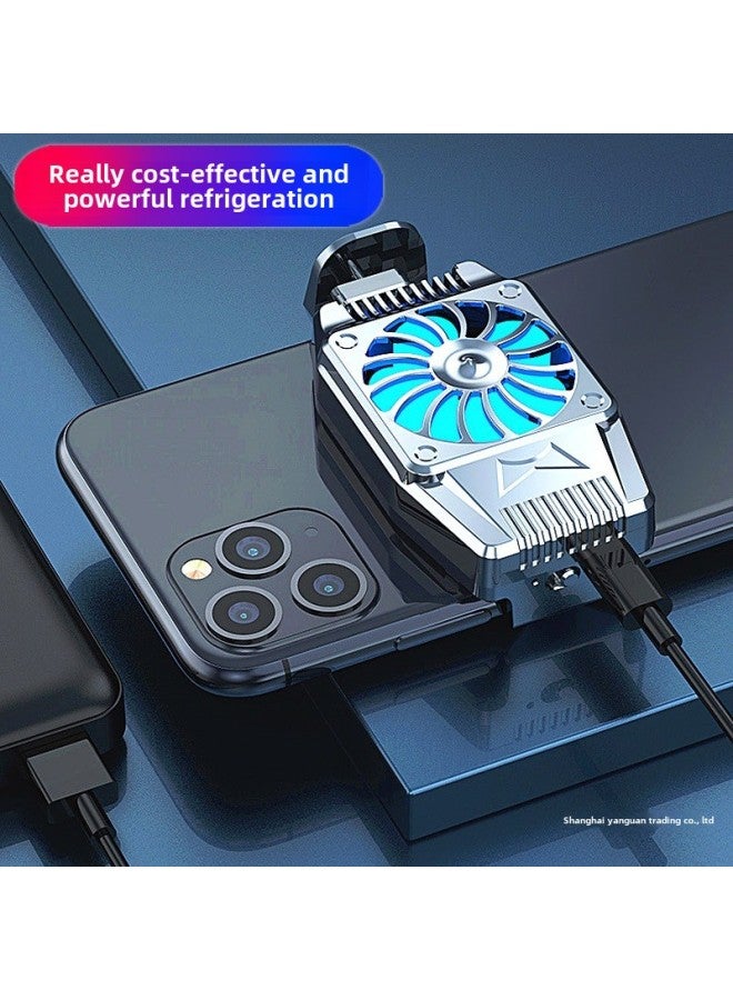 Loquat Mobile Phone Radiator Refrigeration Clip Live Game Frozen Heat Dissipation Back Clip Fan Cooling Artifact Frozen Air Cooling Cooling God-Color:Electroplated Silver-【battery Version-three-speed Wind  - Image 2