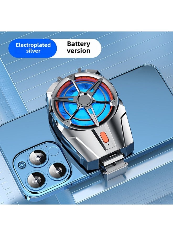 Loquat Mobile Phone Radiator Refrigeration Clip Live Game Frozen Heat Dissipation Back Clip Fan Cooling Artifact Frozen Air Cooling Cooling God-Color:Electroplated Silver-【battery Version-three-speed Wind  - Image 1