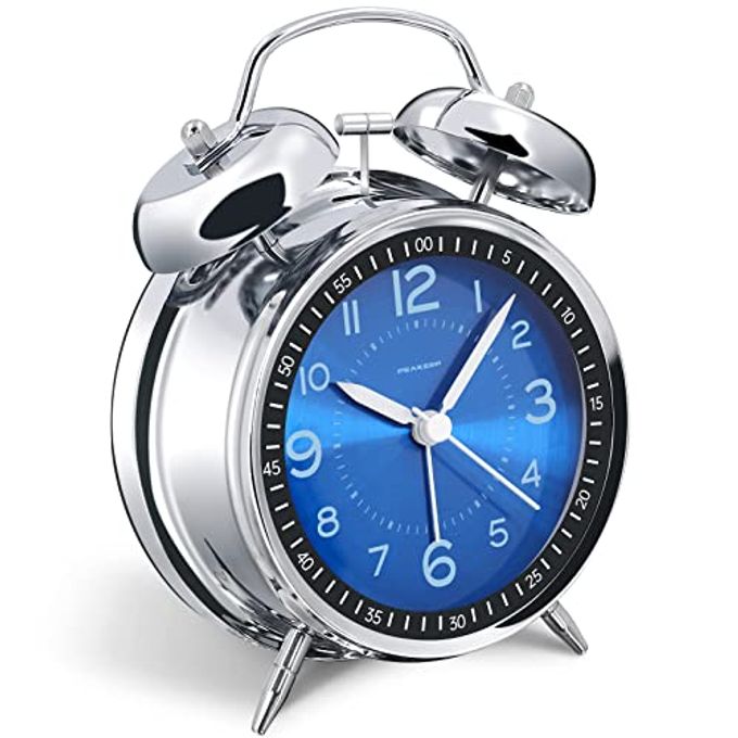 Peakeep Loud Alarm Clock for Heavy Sleepers Adults, Metal 4.5 Inches Twin Bell Battery Operated Analog Alarm Clocks for Bedrooms Decoration (Jewel Blue) - Image 4