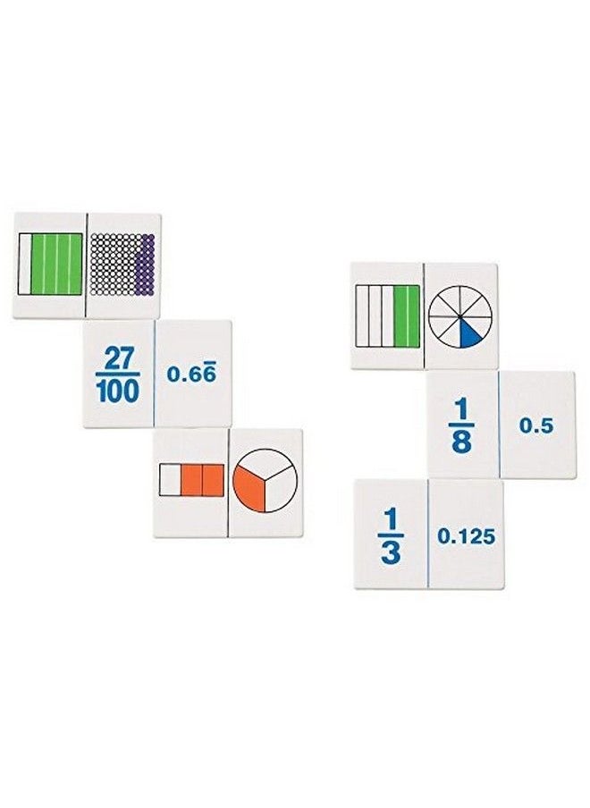 hand2mind - Fraction And Decimal Dominoes Set Fraction Manipulatives For Elementary School Educational Decimal Games Montessori Math Materials Math Game Tiles Classroom Dominoes Set (Set Of 30) - Image 1