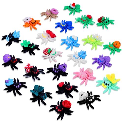 Skyink 25PCS Mini Spider Animals Figures Set 3D Printed Spider Articulated Fidget Toys with Different Tail Decorations Collectible Small Animal Figurines Desk Pocket Pets for Home Office Decor - Image 1