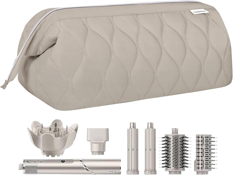 Lexeeco Hair Tools Travel Bag for Shark Flex Fusion Puffer Flexstyle Carring Case Portable Dyson Airwrap Travel Case for Shark Hair Dryer Flat Curing Iron Organizer(Camel) - Image 1