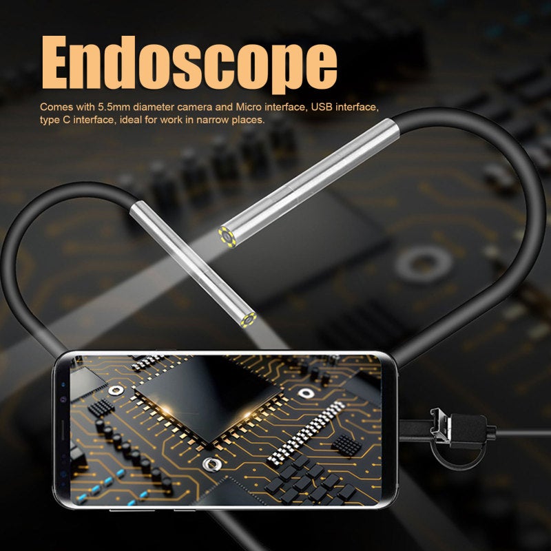 USB Endoscope: 0.21in Dia 5.5mm Camera With Multiple Interfaces For Narrow Spaces - Clear Imaging 70° Wide Angle 640x480 Resolution Waterproof Camera For Pipe Engine Hard-To-Reach Underwater Inspectio - Image 5