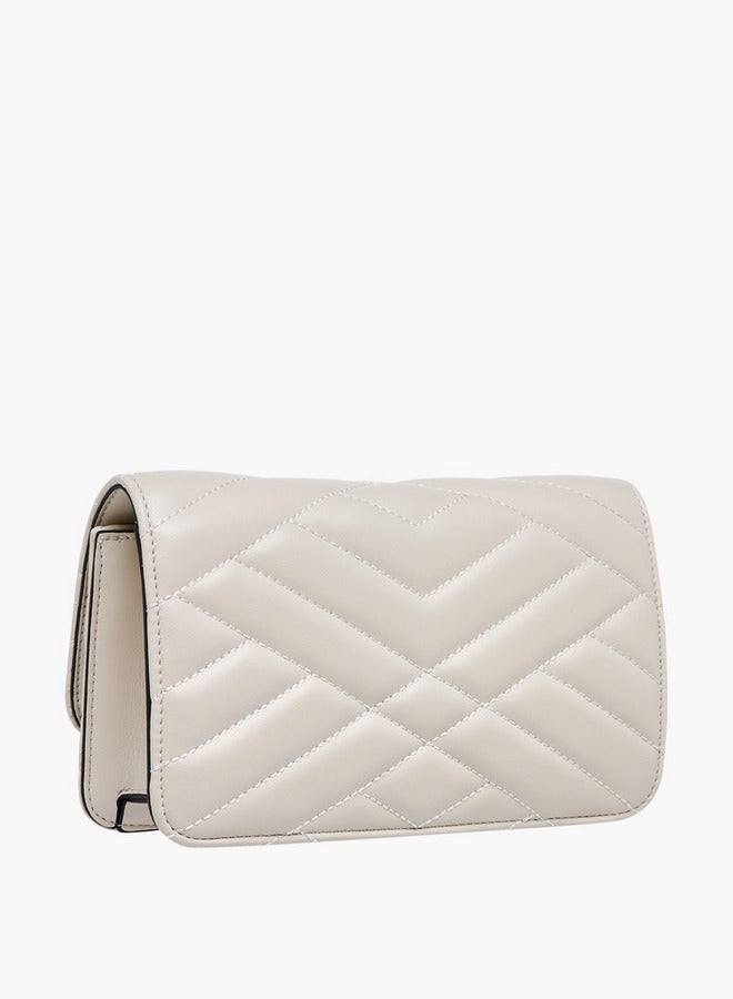 Paprika Quilted Crossbody Bag with Button Closure - Image 4