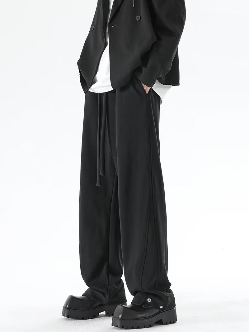 Men'S Dosing Black Small Western Pants Boys Trendy Brand Summer Loose Straight Wide Leg Pants All-Match Pants - Image 3